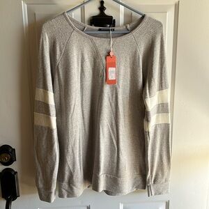 Staccato Super Soft Varsity Color Block Hacci Top Lt Grey - Women’s Medium